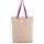 Bolsa shopper tejido canvas con fuelle y asas contrastadas