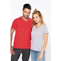 Camiseta de punto piqué con cuello de pico mujer