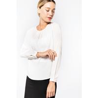 Blusa crepe manga larga mujer