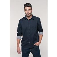 Camisa de algodón nevada de manga larga para hombre