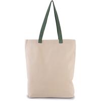 Bolsa shopper tejido canvas con fuelle y asas contrastadas