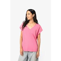 Camiseta ecorresponsable holgada con cuello de pico mujer