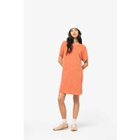 Vestido tipo camiseta ecorresponsable de rizo y hombros caídos mujer
