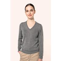 Jersey lana merina cuello de pico mujer