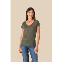 Camiseta lino cuello redondo mujer