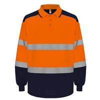 Polo de manga larga bicolor de alta visibilidad