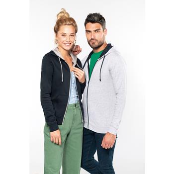 Sudadera capucha y cremallera contrastada