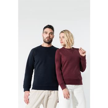 Sudadera algodón orgánico con cuello redondo y mangas raglan de mujer