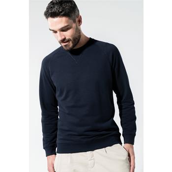 Sudadera algodón orgánico con cuello redondo y mangas raglán de hombre
