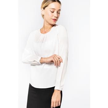 Blusa crepe manga larga mujer