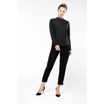 Camisa cuello mao manga larga mujer