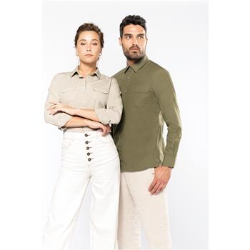 Camisa safari manga larga hombre