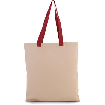 Bolsa shopper tejido canvas plana con asas contrastadas