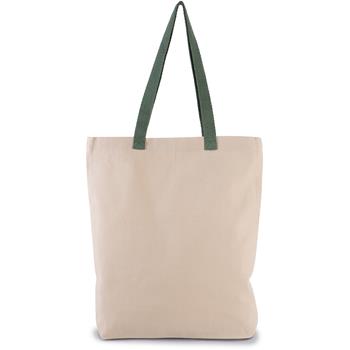 Bolsa shopper tejido canvas con fuelle y asas contrastadas