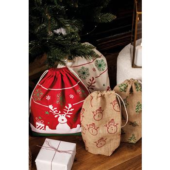 Bolsa con cordón y motivos navideños