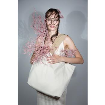 Bolsa shopper reciclada grande con fuelle en el fondo