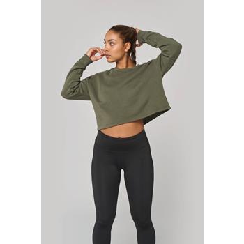 Sudadera crop cuello redondo mujer
