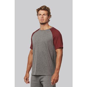 Camiseta bicolor triblend de deporte manga corta adulto