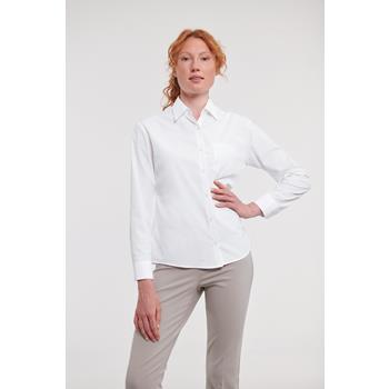 Camisa popelina de polialgodón manga larga mujer