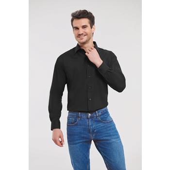 Camisa popelina de polialgodón manga larga hombre
