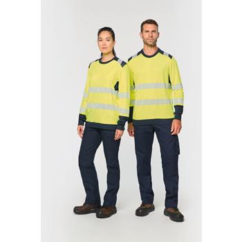 Camiseta de seguridad reciclada cuello redondo manga larga unisex