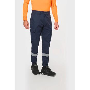 Pantalón cargo unisex con bajo elástico y tira reflectante