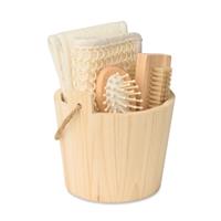 Set de baño en cubo de madera Selfcare