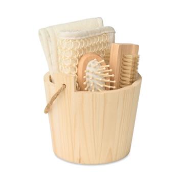 Set de baño en cubo de madera Selfcare