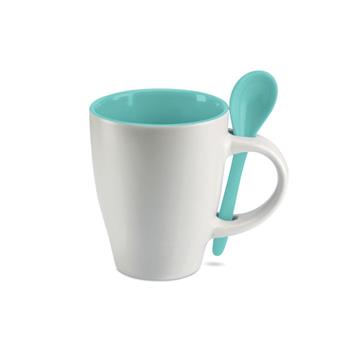 Taza bicolor con cuchara 250 ml Dual