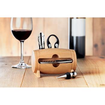 Set de vino y soporte de madera Bota