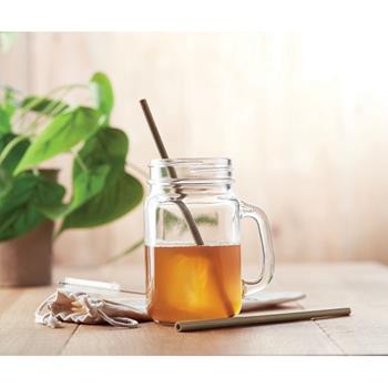 Pajita bambú cepillo funda Natural straw