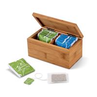 Caja de té de bambú, con 2 compartimentos y cierre magnético Burdock