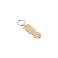 Llavero de bambú con extremo en forma de moneda Shopz