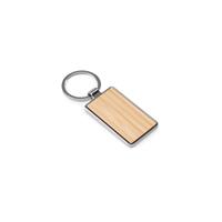 Llavero rectangular de hierro de zinc y bambú Gaston Rectangular