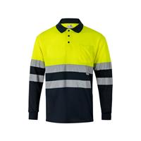 Polo bicolor ojo de pájaro (160g/m²) con manga larga, en poliéster (100%) Vl Vulcan