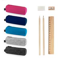Estuche multiusos en fieltro reciclado (100% rPET) con regla, lápices, goma y sacapuntas Nomad