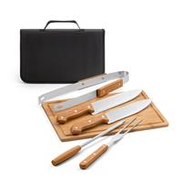 Conjunto de 5 utensilios para barbacoa y tabla de bambú Flare