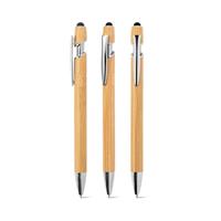 Bolígrafo de bambú con detalles de aluminio cromado Neil Bamboo
