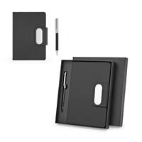 Set compuesto por 1 bolígrafo y 1 bloc de notas, fabricados en PU y acero inoxidable Garrett