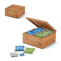 Caja de té de bambú con 4 compartimentos y cierre magnético Arnica