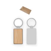Llavero rectangular de hierro de zinc y bambú Gaston Rectangular