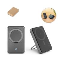Batería externa magnética de 10 000 mAh con cargador inalámbrico ultrarrápido de 15 W en ABS reciclado (100 % rABS) y soporte Warshel 10