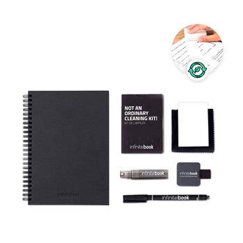 Kit compuesto por «Infinitebook» con tapa dura, 1 kit de limpieza, 1 rotulador y 1 soporte para bolígrafo Starter Kit "Starter kit infinitebook a5 planner texture" INFINITEBOOK A5 PLANNER TEXTURE