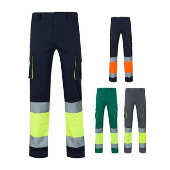 Pantalón elástico multibolsillos bicolor (240 g/m²), en algodón (46 %), EME (38 %) y poliéster (16 %) Vl Zeus "Vl zeus large" LARGE