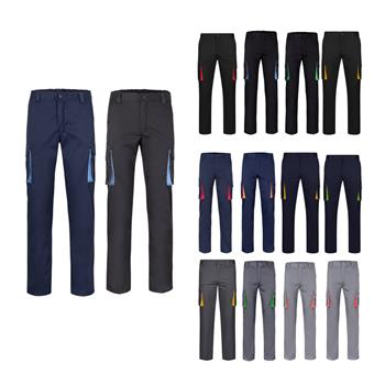 Pantalón elástico bicolor multibolsillos (240g/m²), en algodón (46%), EME (38%) y poliéster (16%) Vl Fides