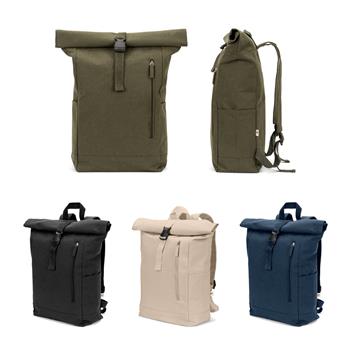 Mochila enrollable de algodón reciclado y poliéster reciclado (380 g/m²) Saint