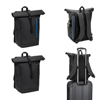 Mochila "roll top" con diseño de sistema de cierre que permite enrollar la parte superior para ajustarse al volumen de la mochila en poliéster reciclado 600D Osasco Bpack