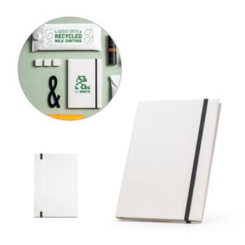 Libreta A5 con tapa rígida en papel 100 % reciclado Milky