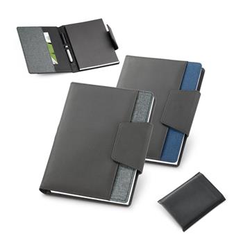 Cubierta de PU y tejido de poliéster con cuaderno A5 con páginas lisas Russel