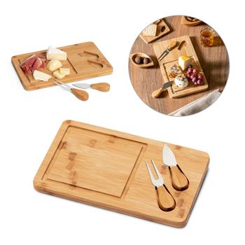 Incluye 2 utensilios fabricados en bambú y acero inoxidable Woods Tabla de quesos de bambú